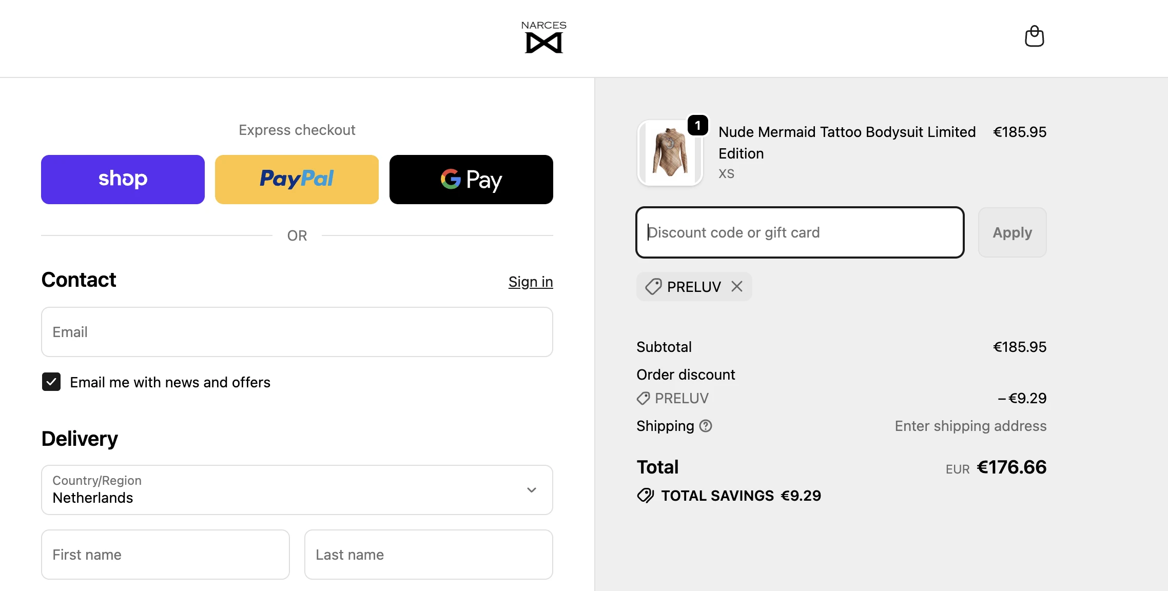 Use Discount Code PRELUV for 5% OFF Sitewide at narces.com